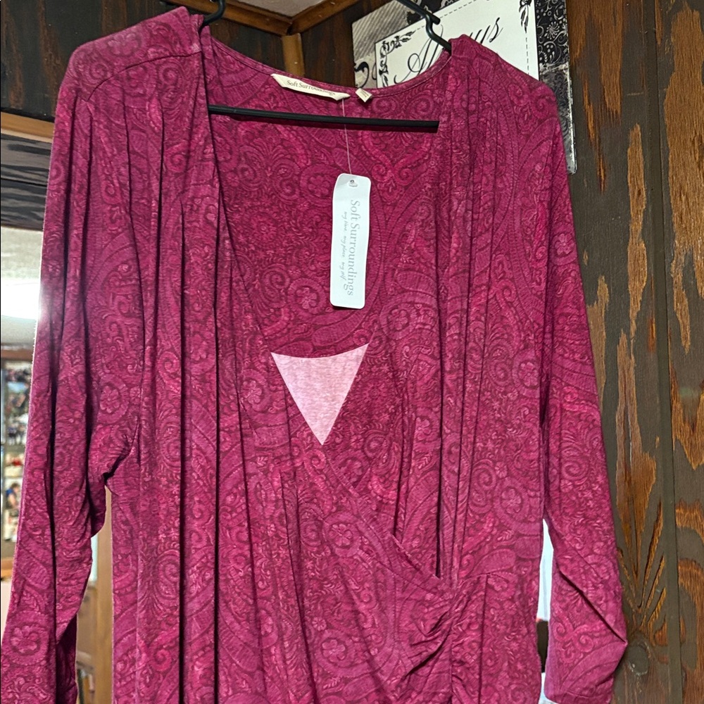 Soft Surroundings Women's Magenta Paisley Wrap Dress